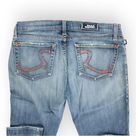 28 Rock&Republic ROTH Cut7648 (actual 32x30) Boot Flare Distress Faded - Picture 4 of 5